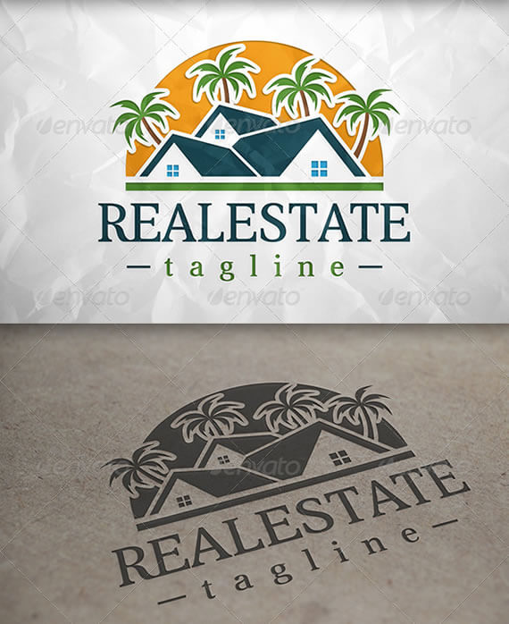 beach real estate logo design template