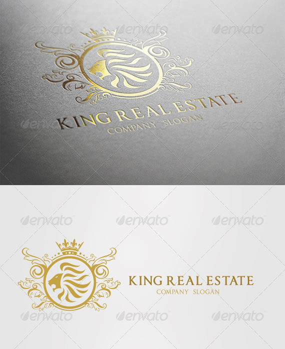 king real estate logo design template