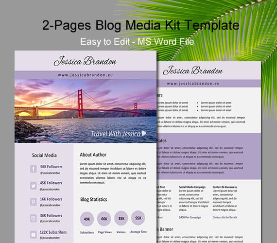 Blogger media kit template two page media kit