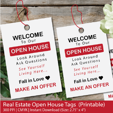 real estate open house tags, realtor tags