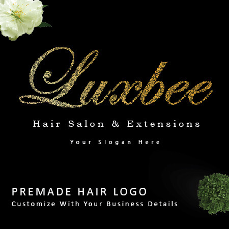 Golden Glitter Hair Logo - Hair Extensions Logo - Hair Logo